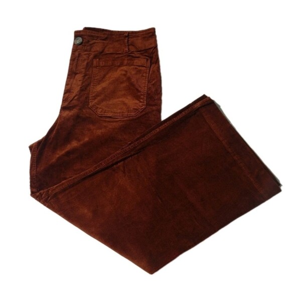 Matty M Wide Leg High Rise Corduroy Ankle Pants Women's XL Stretch Red Brick NWT - Picture 1 of 15